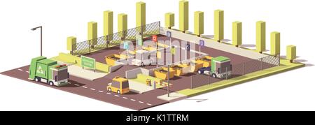Vektor Low Poly Abfall Sammelstelle Stock Vektor
