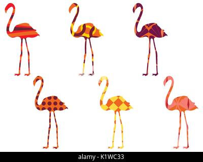 Flamingo Muster. Flamingo isoliert. Satz von Vektorgrafiken. Stock Vektor