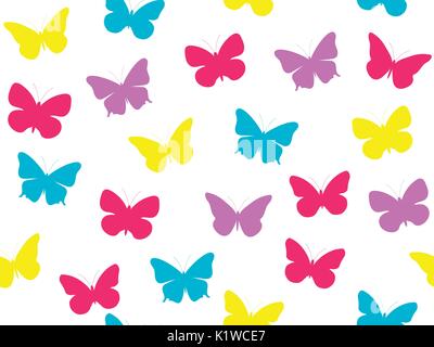 Schmetterling nahtlose Muster. Nahtlose Muster der Schmetterlinge. Bunte Schmetterlinge. Vector Illustration. Stock Vektor