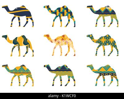 Kamel mit einem Muster. Satz von Vektorgrafiken. Stock Vektor