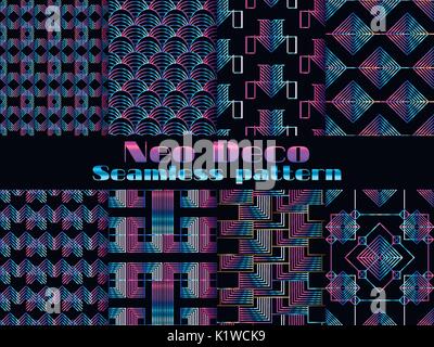 Neo deco nahtlose Muster. Neon Steigung im Stil der 80er Jahre. Vector Illustration Stock Vektor
