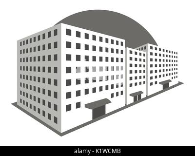 Gebäude in der Perspektive auf einem weißen Hintergrund. Die Umrisse der Häuser, die Stadt in 3D. Vektor-Illustration. Stock Vektor