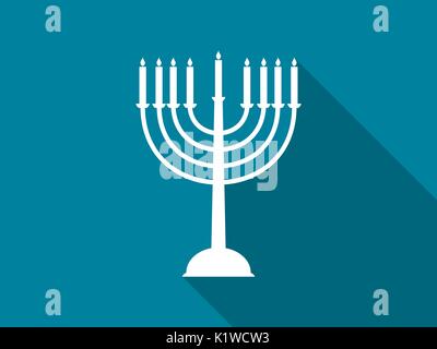 Hanukkah Kerzen mit langen Schatten. Vector Illustration. Stock Vektor