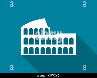 Kolosseum mit einen langen Schatten. Flachbild-Symbol. Vector Illustration. Stock Vektor