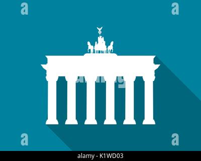 Brandenburger Tor mit langen Schatten. Flachbild-Symbol. Vector Illustration. Stock Vektor