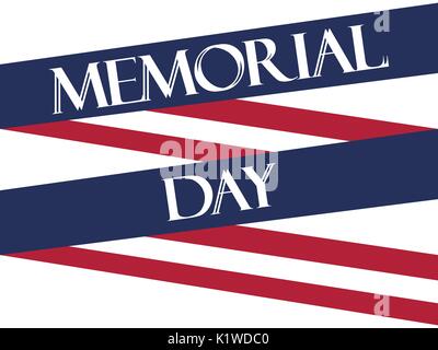 Memorial Day. Amerikanische Flagge Ribbon. Polygonale Papier, Origami. Beschriftung auf weißem Hintergrund. Vector Illustration Stock Vektor