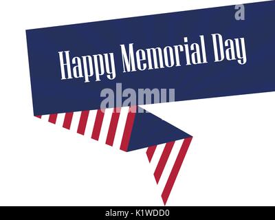 Memorial Day. Amerikanische Flagge Ribbon. Polygonale Papier, Origami. Beschriftung auf weißem Hintergrund. Vector Illustration Stock Vektor