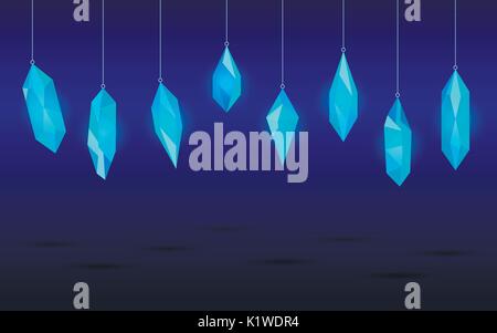 Hängenden Kristallen. Mineralien, Designelemente. Vector Illustration Stock Vektor