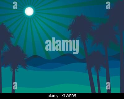 Nacht in der Wüste. Landschaft der Wüste. Vector Illustration. Stock Vektor