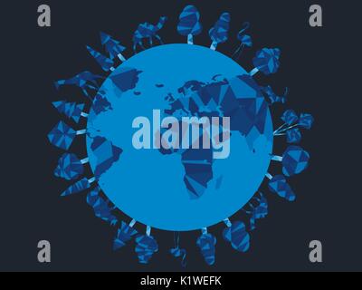 Tag der Erde. Planet Tiere und Bäume. Tag der Umwelt. Vector Illustration Stock Vektor