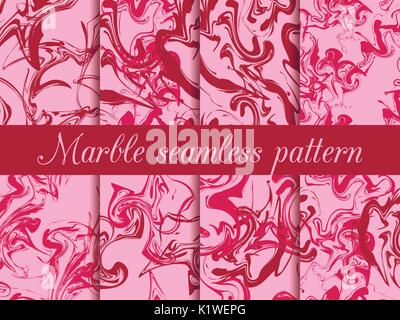 Marmor, nahtlose Muster. Handgezeichnete Aquarell Marmorierung. Tinte Marmorierung Textur. Vektor-Illustration. Stock Vektor