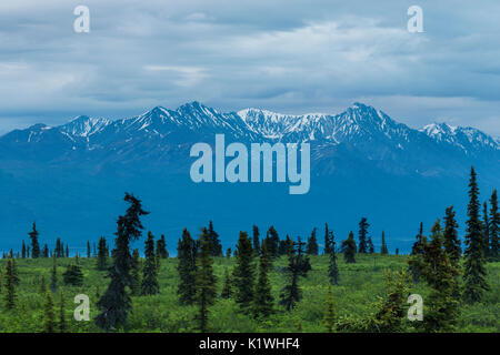 Sonnenuntergang, Chugach Mountains, Glenn Highway, Alaska, USA Stockfoto