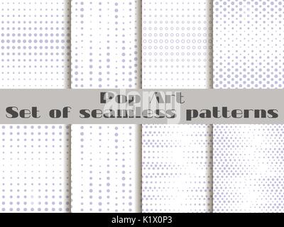 Gepunktete, Pop Art nahtlose Muster Hintergrund. Set Vector Illustration. Stock Vektor