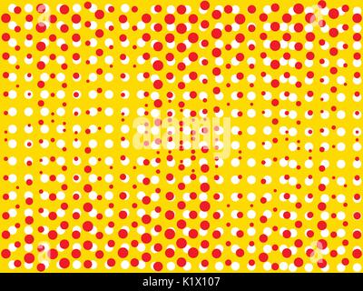 Hintergrund mit Punkten von roten und gelben Farben. Pop Art Stil. Vector Illustration Stock Vektor