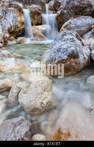 Europa, Italien, Venetien, Belluno. Einen kleinen Bach in der Nähe von Case Salet, Monti del Sole, Dolomiti Bellunesi, Dolomiten Stockfoto