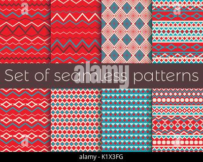 Nahtlose Muster im ethnischen Stil. Tribal nahtlose Textur, Stil Hippie. Retro Farben. Boho streifen. Vector Illustration Stock Vektor