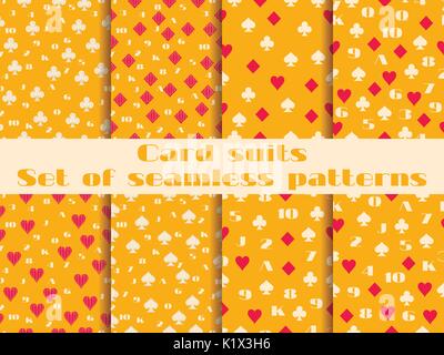Satz von seamless pattern mit Spielkarten passt. Vektor. Stock Vektor