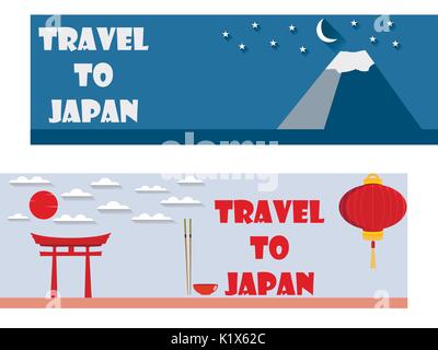 Willkommen in Japan. Flache Reisen Banner. Tourismus. Stock Vektor
