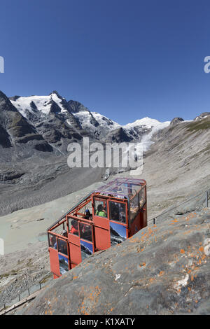 Europa, Österreich, Kärnten. Standseilbahn auf den Gletscher Pasterze am Großglockner, Hohe Tauern Stockfoto