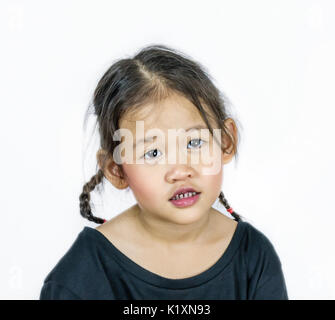 Portrait von asiatischen Mädchen auf weißem Hintergrund Stockfoto