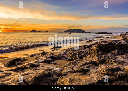 Sonnenuntergang in Saint Malo, Bretagne, Frankreich Stockfoto