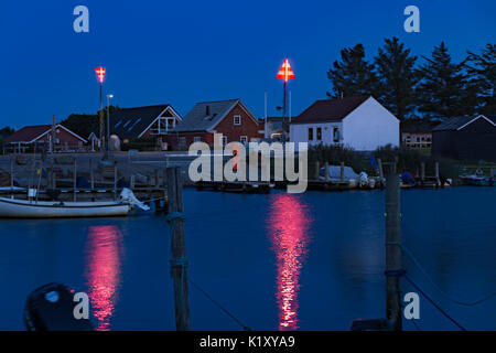 Marina Bork Havn am ringkobing Fjord in Dänemark nach Sonnenuntergang Stockfoto