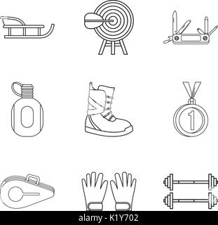 Taschenmesser Symbole gesetzt, outline Style Stock Vektor