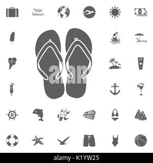 Sommerferien Vector Illustration. Hallo Sommer Symbol. Strand Icon Set. Reisen Symbole gesetzt. Stock Vektor
