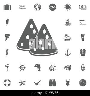 Wassermelone Symbol. Hallo Sommer Symbol. Strand Icon Set. Reisen Symbole gesetzt. Stock Vektor