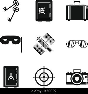 Masquerade Symbole gesetzt, einfachen Stil Stock Vektor