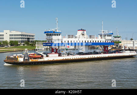 Texas, Galveston - Hafen Bolivar Fähre, Abfahrt Galveston Terminal Stockfoto