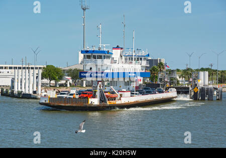 Texas, Galveston - Hafen Bolivar Fähre, Abfahrt Galveston Terminal Stockfoto