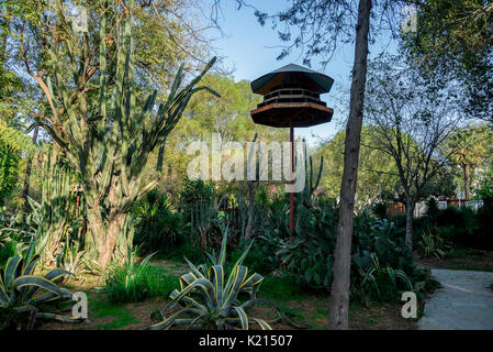 Kakteen und ein großes Vogelhaus in der Stadt Nicosia öffentlichen Park, Zypern Stockfoto