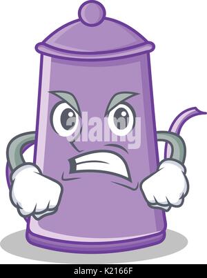 Zornig lila Teekanne Charakter Cartoon Stock Vektor