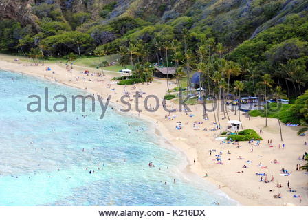 Hanauma Bay und finden in Insel Oahu, Hawaii. Dies ist ein beliebter Ort zum Schnorcheln. Stockfoto