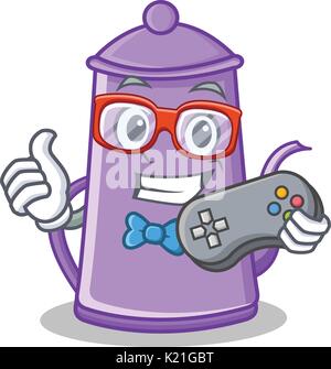 Gamer Teekanne Charakter Cartoon Stil Stock Vektor