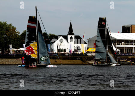 Bei extremem Segeln an der Cardiff Bay August 2017 Stockfoto