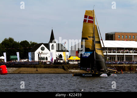 Bei extremem Segeln an der Cardiff Bay August 2017 Stockfoto