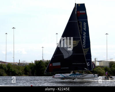 Bei extremem Segeln an der Cardiff Bay August 2017 Stockfoto