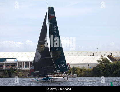 Bei extremem Segeln an der Cardiff Bay August 2017 Stockfoto