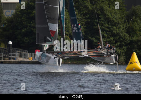 Bei extremem Segeln an der Cardiff Bay August 2017 Stockfoto