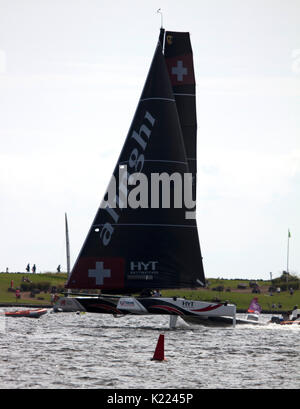 Bei extremem Segeln an der Cardiff Bay August 2017 Stockfoto