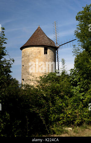 Moulin de Domme/alte Windmühle, Domme, Dordogne Stockfoto