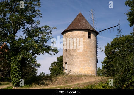 Moulin de Domme/alte Windmühle, Domme, Dordogne Stockfoto