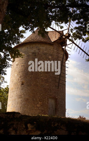 Moulin de Domme/alte Windmühle, Domme, Dordogne Stockfoto