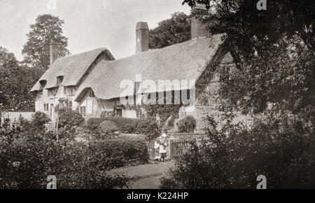 Anne Hathaway's Cottage, Shottery, Warwickshire, England. Anne Hathaway C. 1555/56 - 1623. Frau von William Shakespeare. Von internationalen Bibliothek des berühmten Literatur, veröffentlicht 1900 Stockfoto