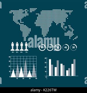Weltkarte Infografik demographische Statistiken Präsentation Stock Vektor