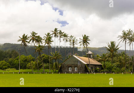 Plantation Stil Kirche auf Keanae Point, Hawaii Stockfoto