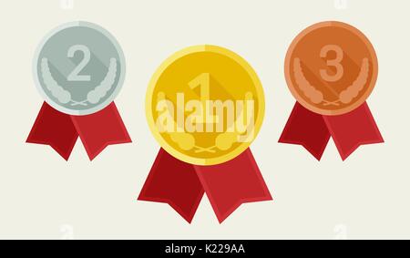Preis Medaillen aus Gold, Silber und Bronze. Stock Vektor
