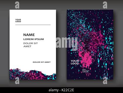 Neon Aquarell explosion Form künstlerischen umfasst Design gesetzt. Dekorative Strukturlack Flüssigkeit Farben dunkle Hintergründe. Trendy template Vector illustratio Stock Vektor